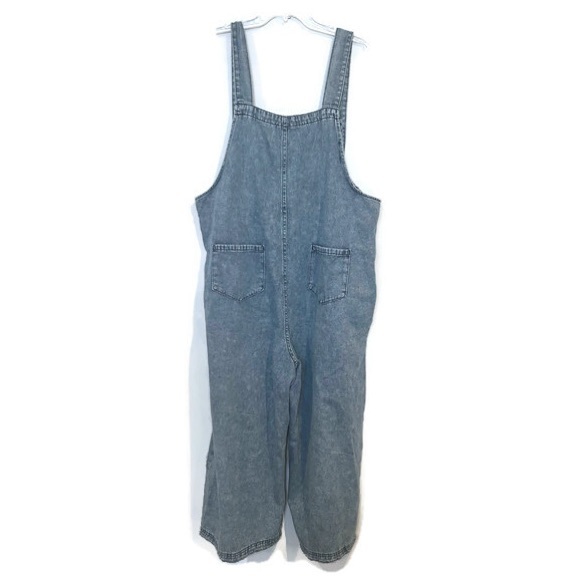 Easel Boho Blue Denim Bib Overalls with Floral Patches - Picture 4 of 12